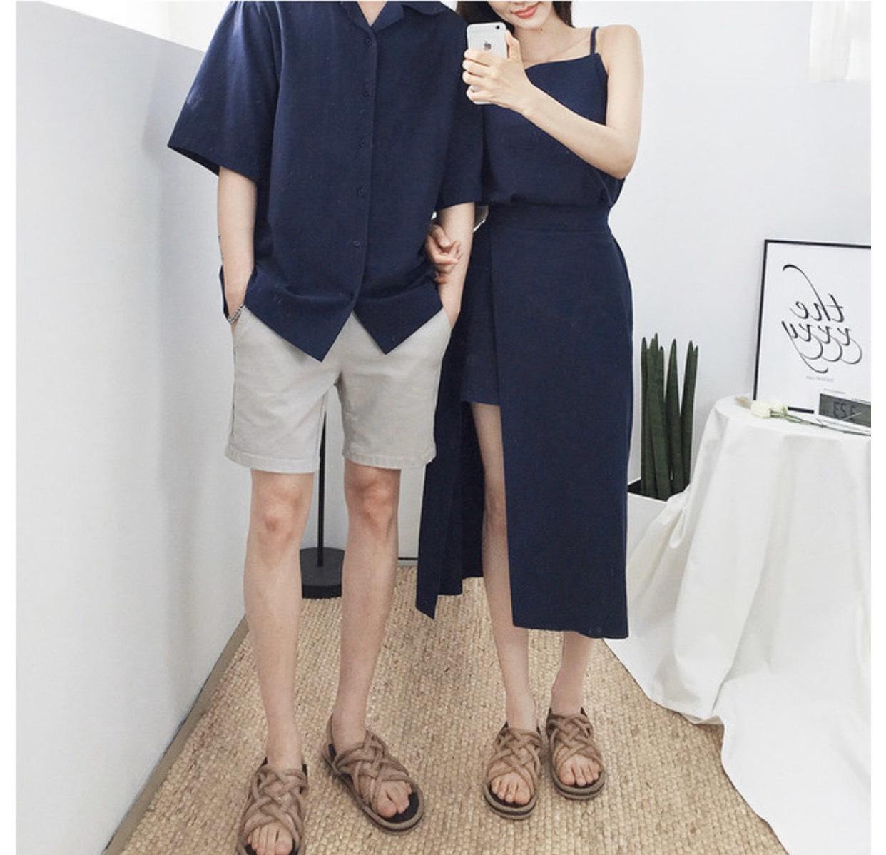 [HCM]đồ đôi-áo sơ mi nam+đầm nữ vải đẹp