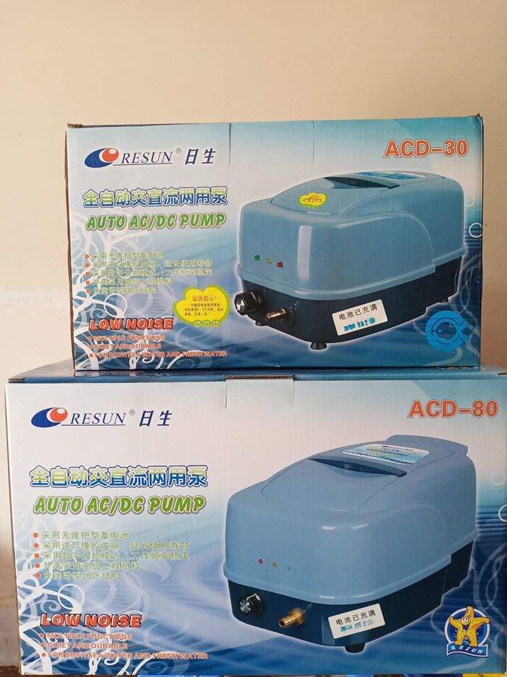 Máy sủi tích điện oxy cho hồ cá resun acd80 - acd130 | máy thổi khí siêu tiết kiệm | máy sủi chống ồn | kyanhkoifarm