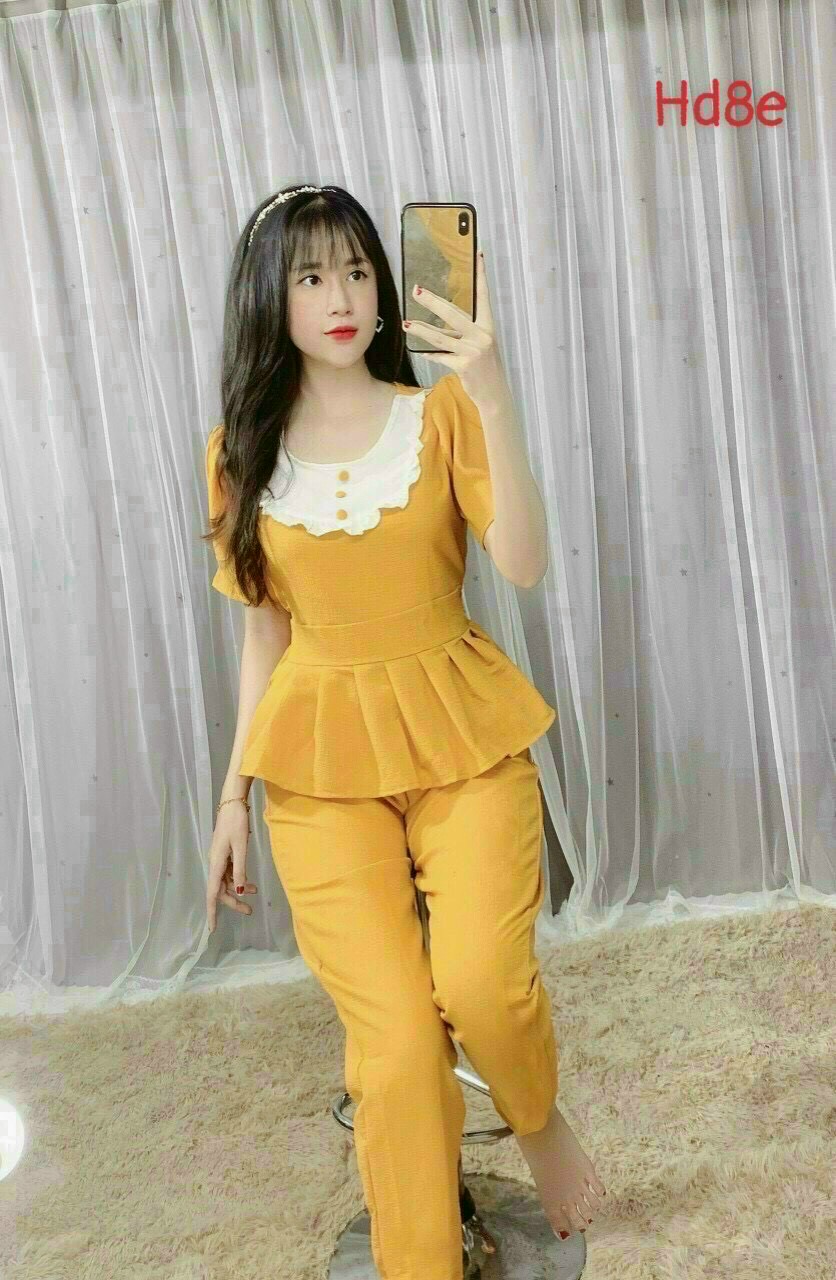 Sét bộ tay ngắn phối cổ màu trắng-Th #setbonu