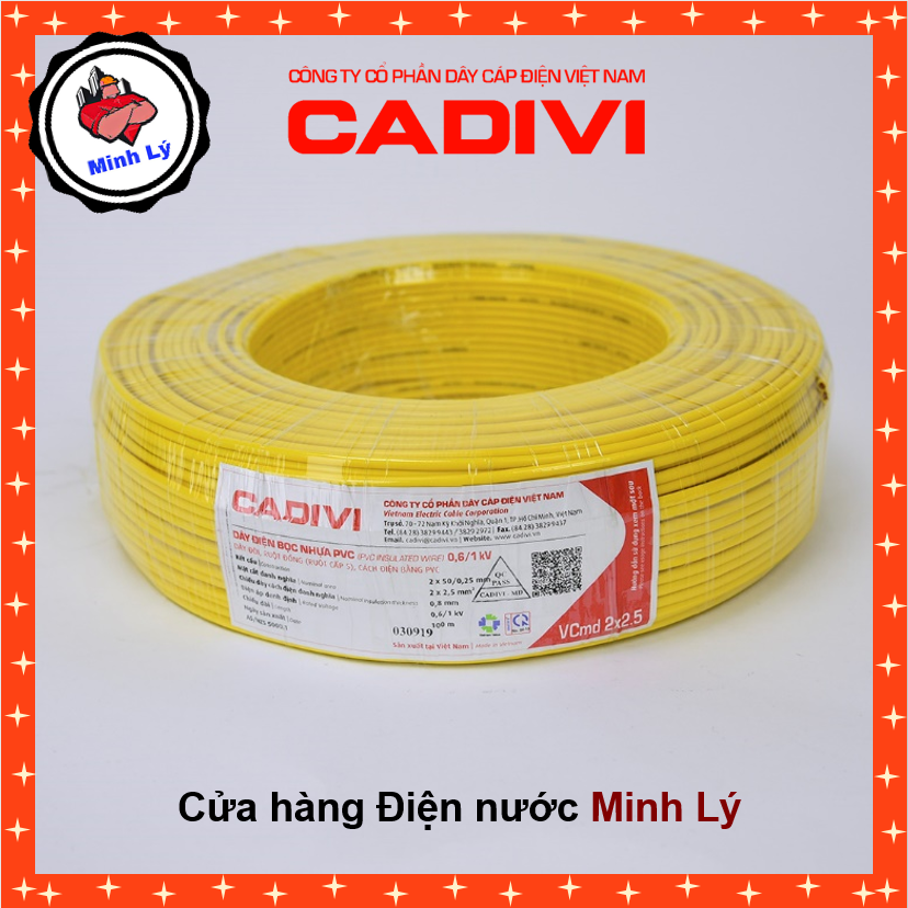 Dây Điện CADIVI Vcmd 2x2.5 mm2 Đôi Mềm Cao Cấp (100m/cuộn)