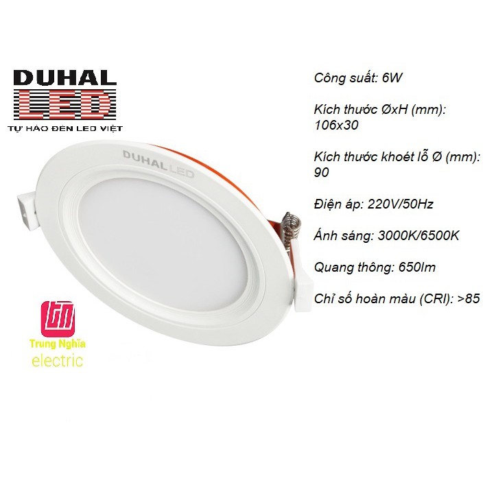 Đèn led âm trần panel duhal 7w tăng phô tích hợp