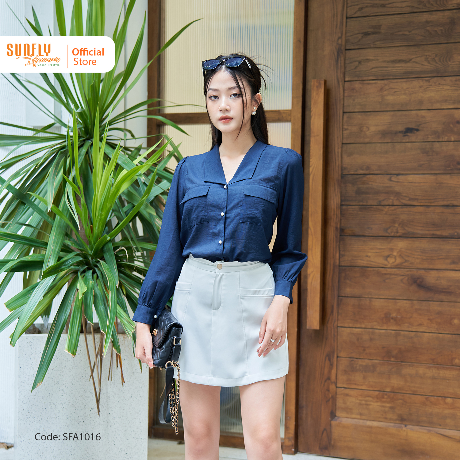 Áo Sơ Mi Nữ Linen Lụa SUNFLY Dài Tay Chất Lụa Mềm Mịn Mát SFA1016
