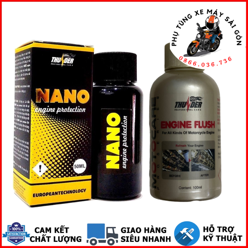 Combo súc động cơ, phụ gia nhớt Thunder - Tặng khăn lau xe Micro