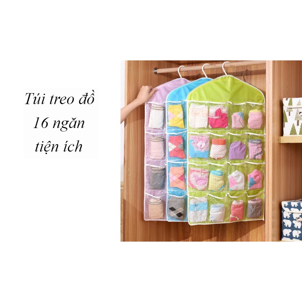 Túi treo đồ, túi đựng đồ lót, túi đựng vớ, đồ cá nhân 16 ngăn tiện dụng