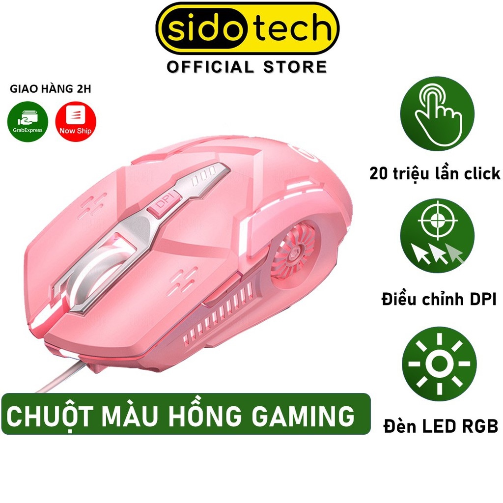 Chuột Máy Tính Màu Hồng Game Thủ SIDOTECH YINDIAO G5S Gaming Led Rgb 6 Nút