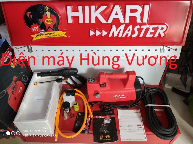 Máy rửa xe Hikari HK-H3  Madein Thái Lan, công xuất 2400W. dây đồng chịu nhiệt độ nên chạy không nóng máy. nóng máy, có kèm bình bọt tuyết.