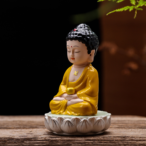 Tượng Phật tọa đài sen - Phật Ông gốm vàng (Kèm chuỗi)