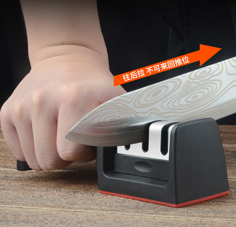 Knife sharpener, 3-level handheld knife sharpener multi-purpose tool with comfortable grip, safe to use-Hause
