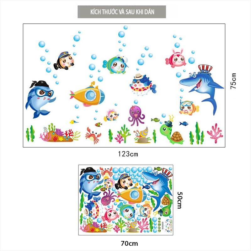 [HCM]DECAL DÁN TƯỜNG ĐÀN CÁ SẮC MÀU