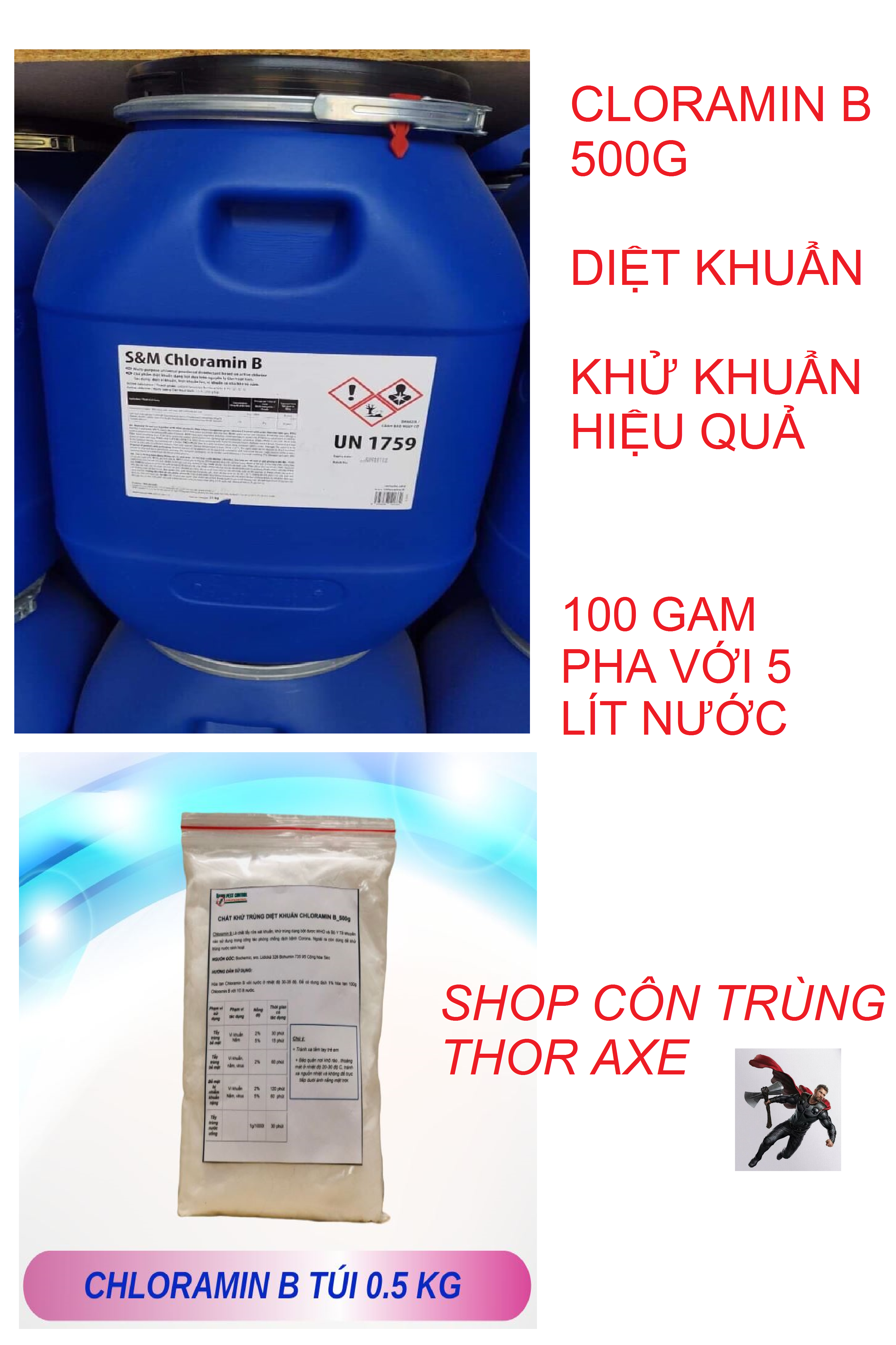[Hoàn Tiền 10%] Cloramin B túi 500 gr khử trùng khử khuẩn hiệu quả kèm hướng dẫn cách pha Cloramin B cách pha cloramin b 25, cloramin b mua ở đâu, cloramin b là gì