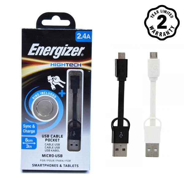 CÁP MICRO USB ENERGIZER POCKET 8CM ĐEN - C21UBMCABK4