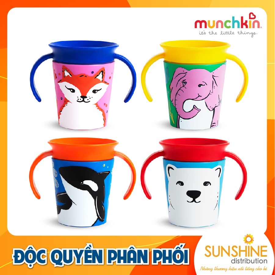 CỐC 360 ĐỘ CHỐNG ĐỔ DECO CÓ TAY CẦM MUNCHKIN (177ML)