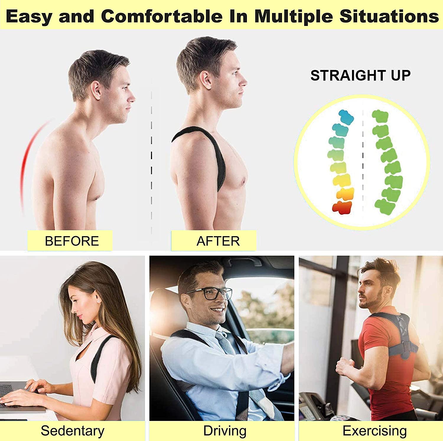 Posture Corrector for Women Men, Back Brace, Adjustable Back Support Belt,Back Straightener Posture Corrector, Providing Pain Relief from Neck, Back & Shoulder dododios - Chính hãng dododios - Đai gù lưng, đai lưng chống gù, đai chống gù lưng