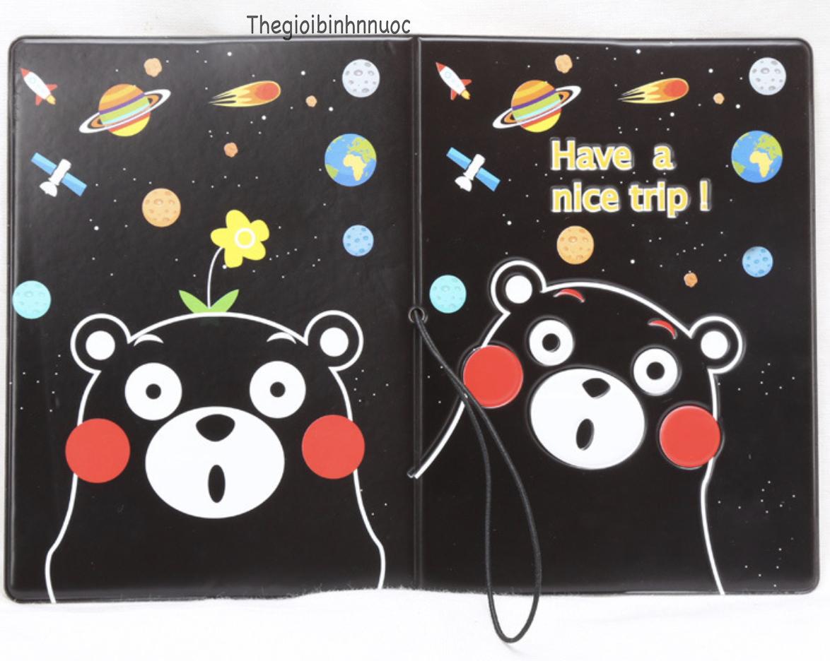Vỏ bọc hộ chiếu passport cover gấu kumamon v41