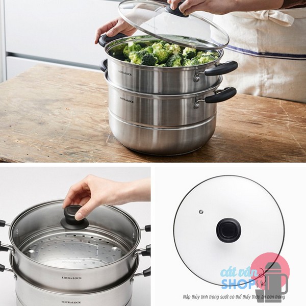 Bộ nồi hấp 2 tầng Lock&Lock Steamer Pot size 26cm/28cm