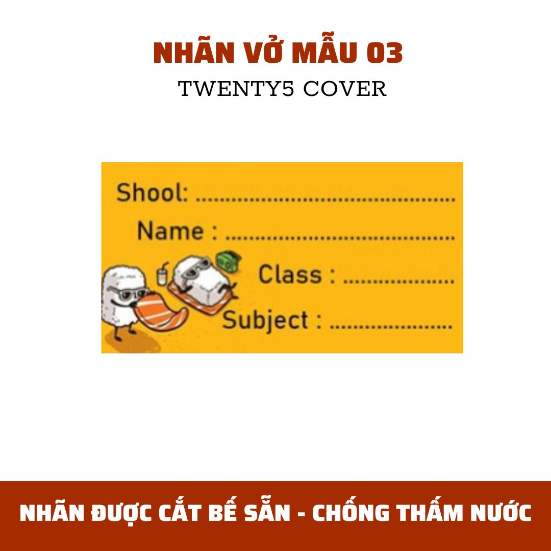 SET NHÃN VỞ THEO MẪU 01 - 10