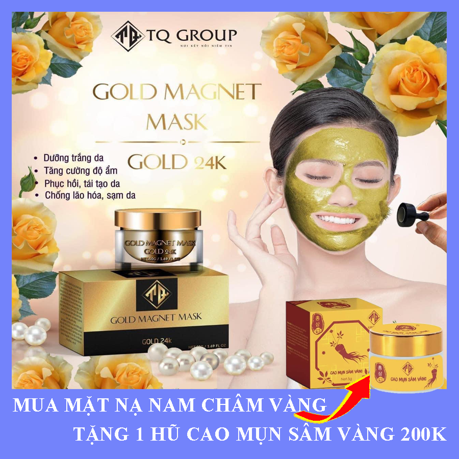 MẶT NẠ NAM CHÂM VÀNG 24K- QLADY(Tặng kèm 1 hủ cao mụn sâm vàng và 1 cục hút) CHÍNH HÃNG