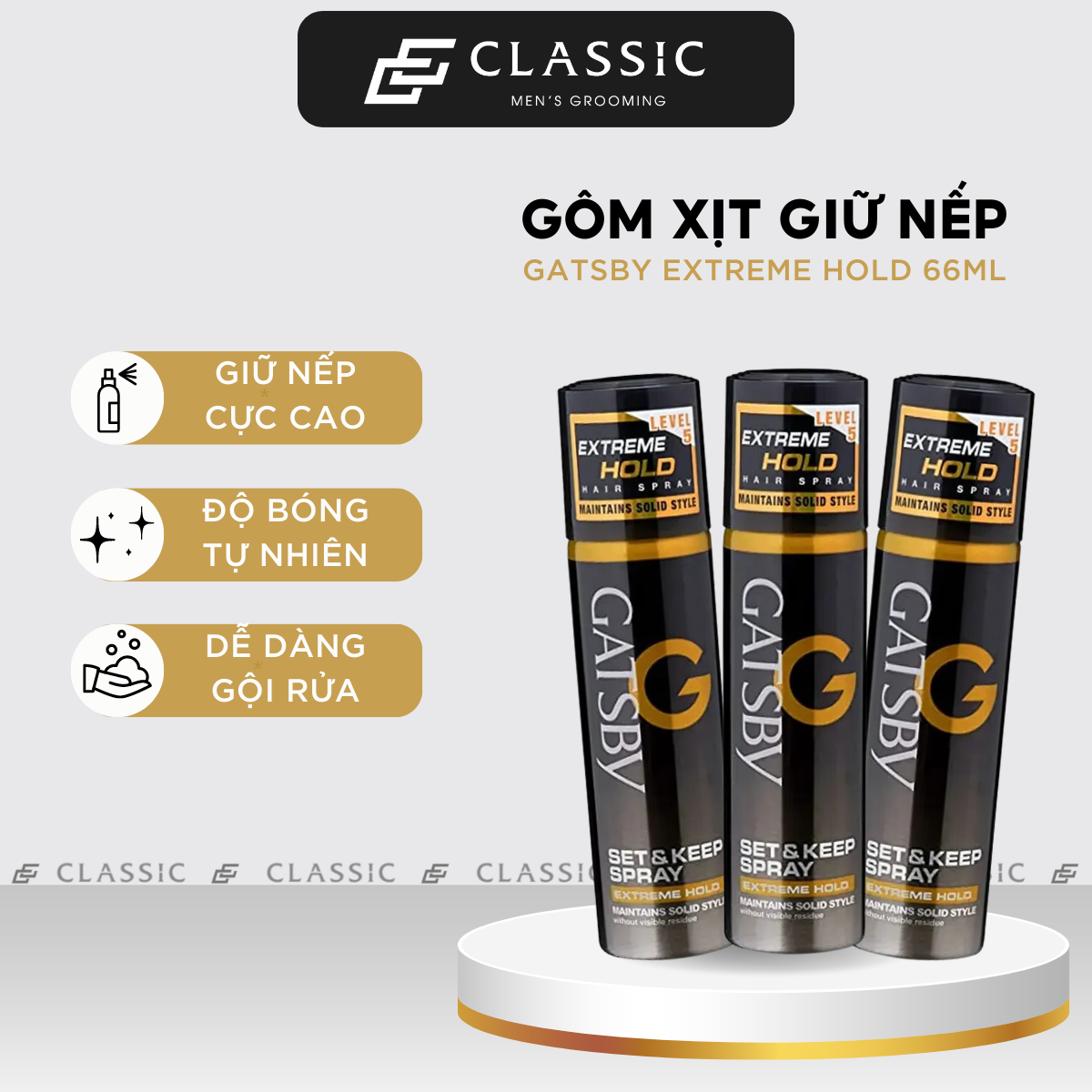 Gôm Xịt Giữ Nếp Gatsby Extreme Hold 66ml