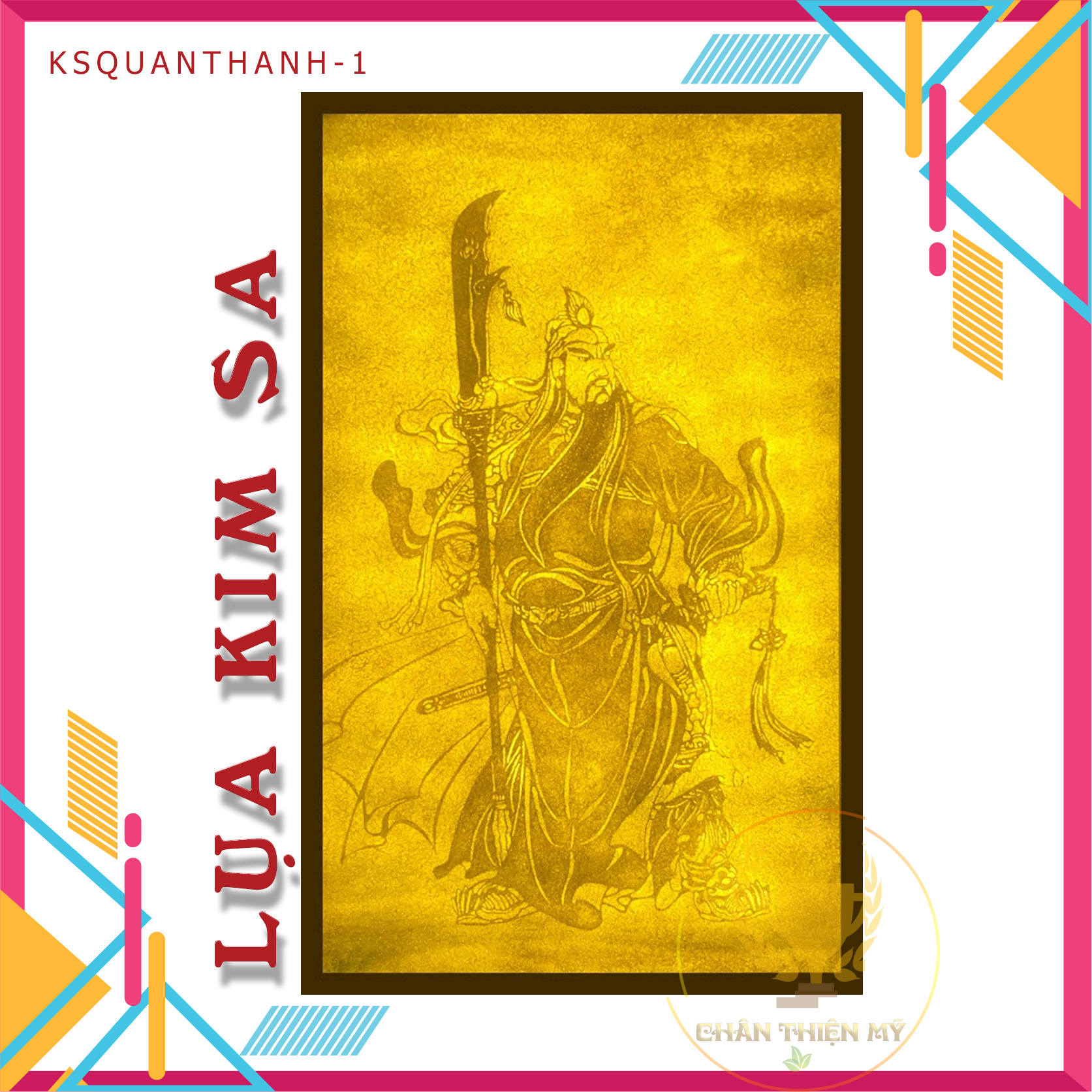 Quan thánh - tranh vải kim sa cao cấp 40x60cm