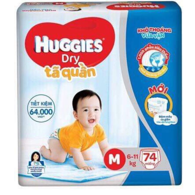 [Date 09/2023] Tã bỉm quần Huggies M 74 miếng, M74
