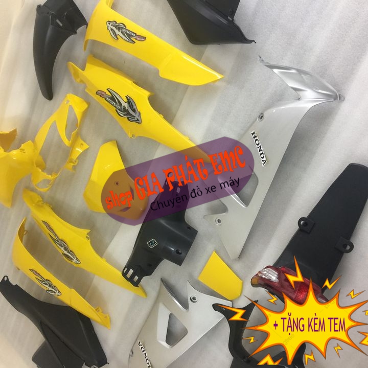 [ TẶNG TEM ] Dàn áo đời 2006-2016 màu VÀNG xe Wave RS / Wave S100 / Wave alpha ,nhựa nguyên sinh ABS, cao cấp - bền đẹp