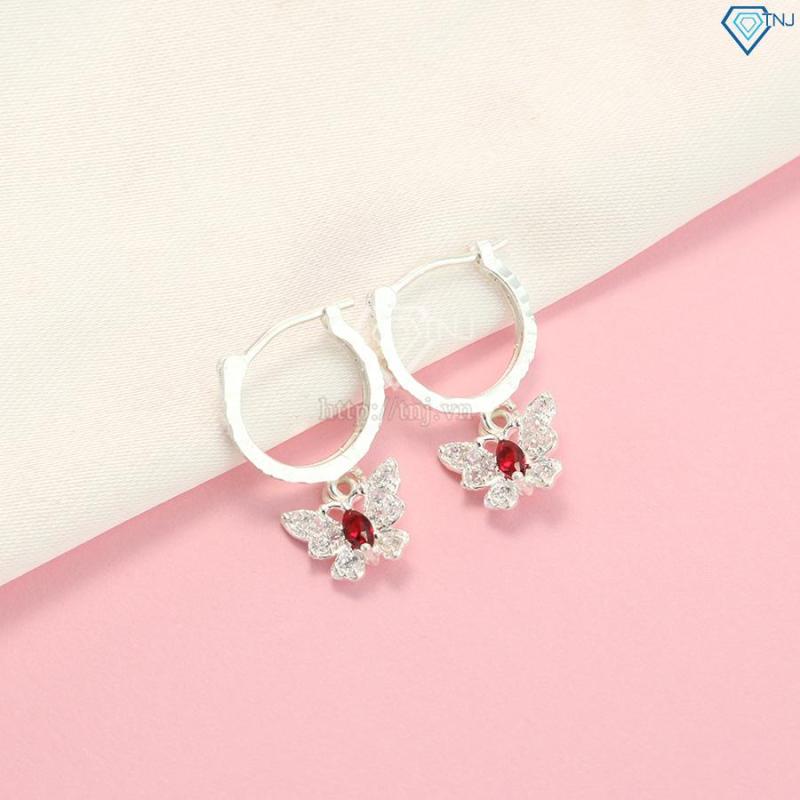 Bông tai nữ trẻ em, hoa tai bạc nữ dài cánh bướm hồ điệp đính đá đẹp gia rẻ BTN0086 -TRANG SỨC TNJ