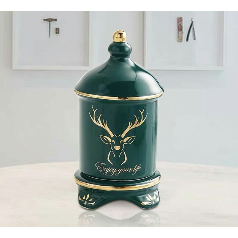 lọ đựng tăm sứ màu xanh cổ vịt phong cách hiện đại