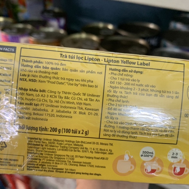 [HCM]Trà Lipton nhãn vàng 100 gói
