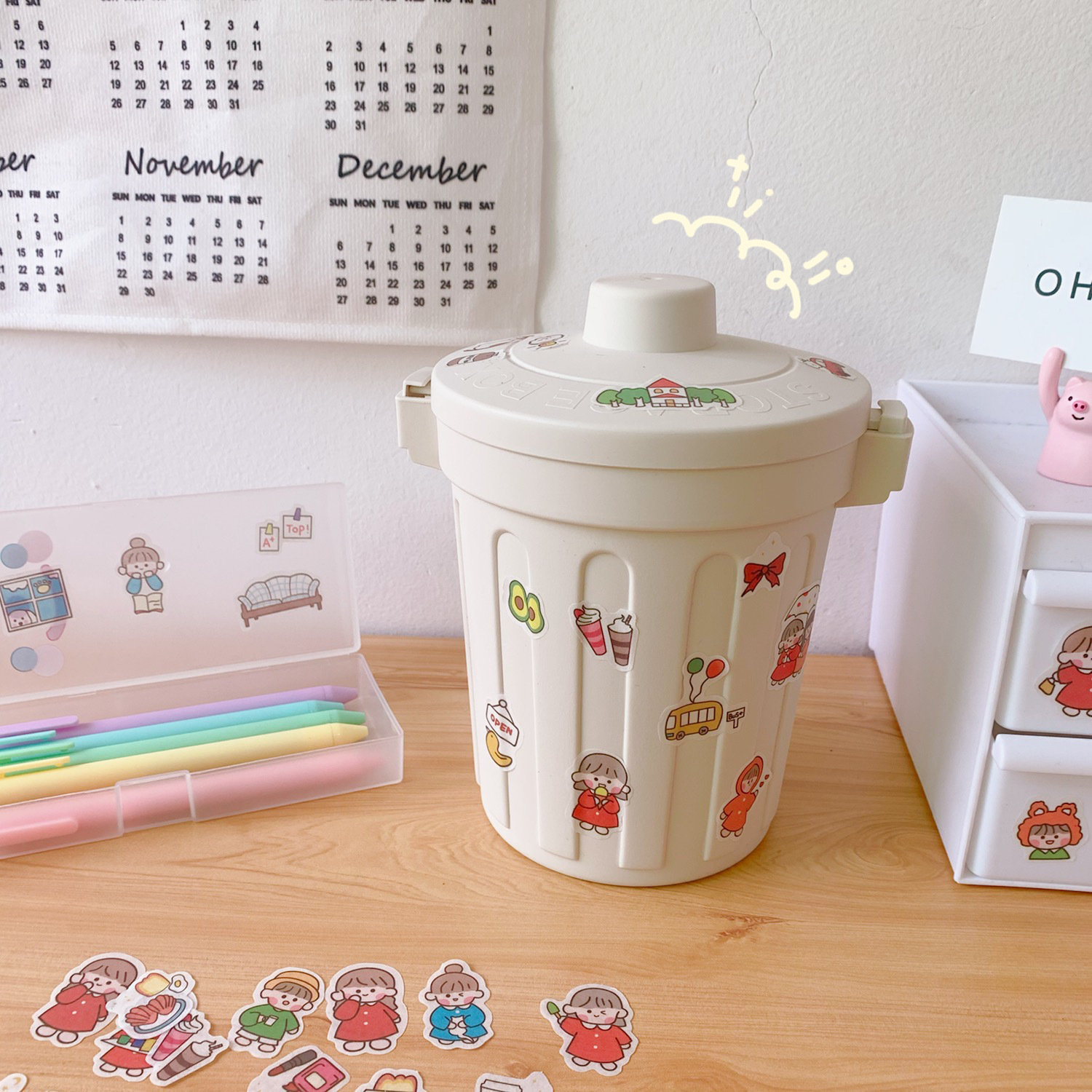 [HCM]Set miếng dán sticker decal sổ vở cô bé 40 miếng