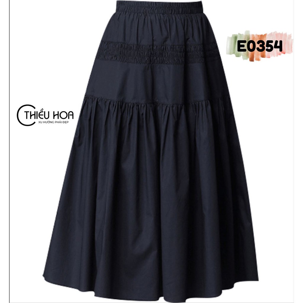 [HCM]Chân Váy Cotton Lụa Xếp Ly Dễ Phối Đồ Trẻ Trung E0354