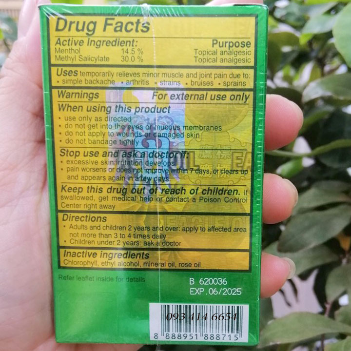 [Date 2026- mẫu mới]-Dầu Xanh Con Ó 2 Nắp Của Mỹ 24ML