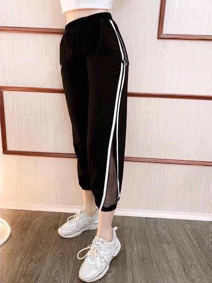 Quần baggy pha lưới - chất đũi mềm, mịn, mát