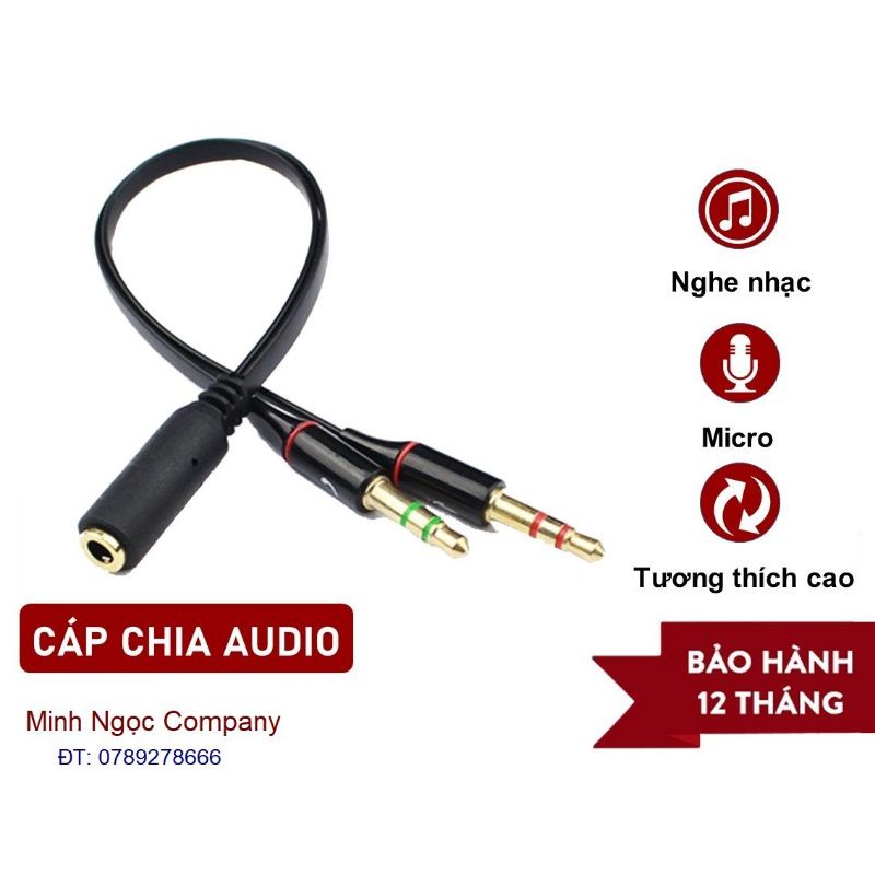 Dây tai nghe audio gộp tai nghe và mic ra jack 3,5mm âm thanh