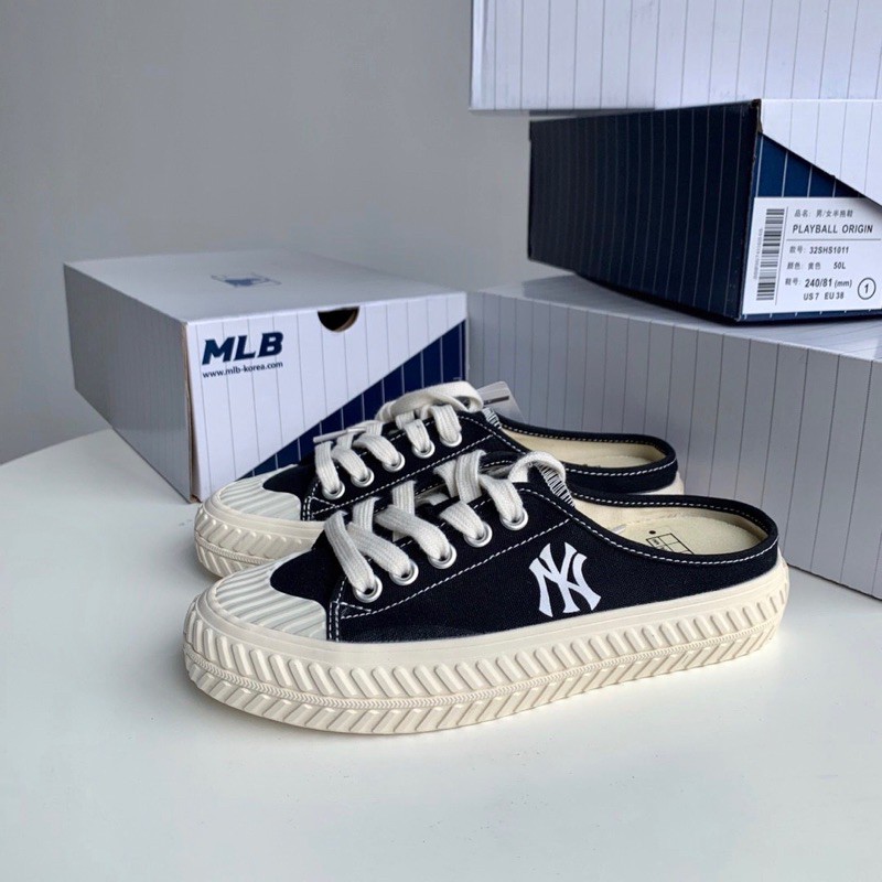Giày Sục Nữ Sneaker MLB MULE NEW YORK YANKEES BLACK ( Full box)