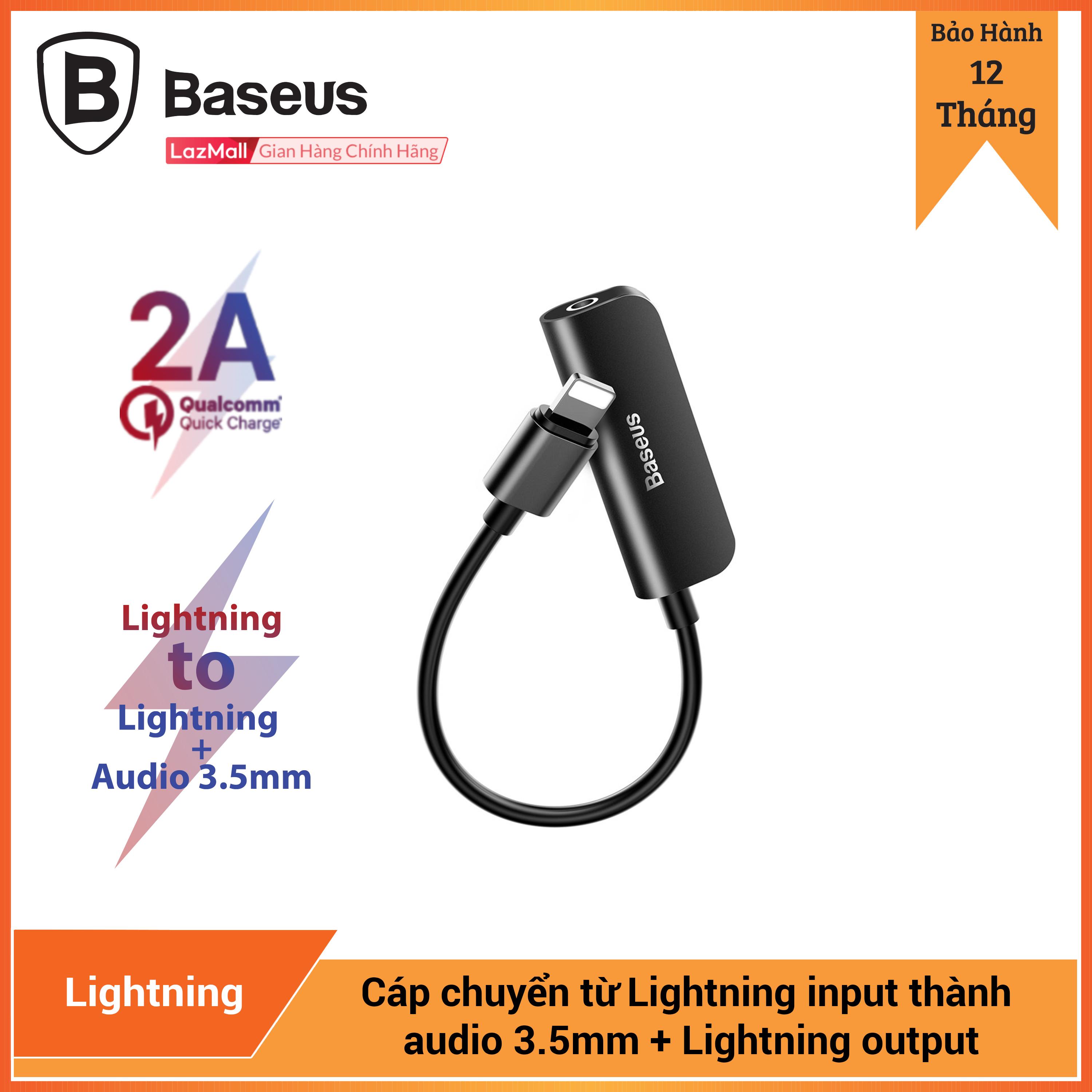 Bộ chuyển cổng lightning sang audio 3.5mm + lightning baseus l50 cho iphone x/ xs/ xs max