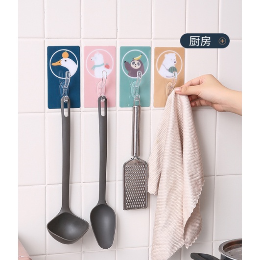 Móc Treo Đồ Hình Thú Dễ Thương, Miếng Dán Tường Chịu Lực Siêu Dính Treo Đồ Đa Năng Hình Ngẫu Nhiên