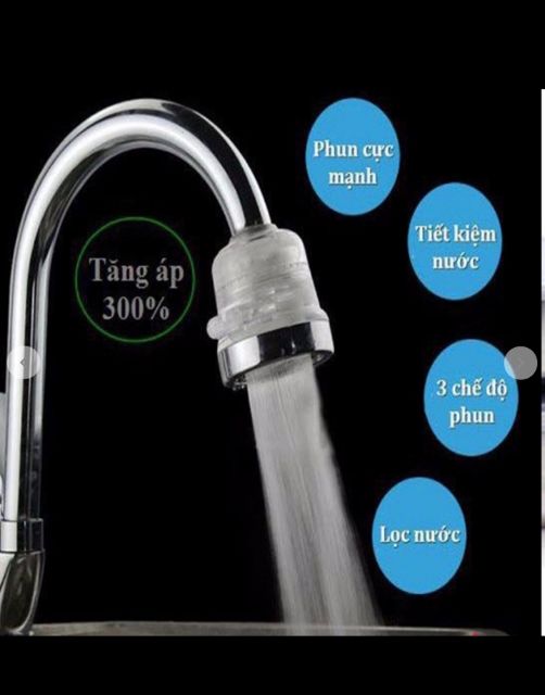 Đầu vòi lọc nước tăng áp 3 chế độ (Đầu vòi rửa chén)