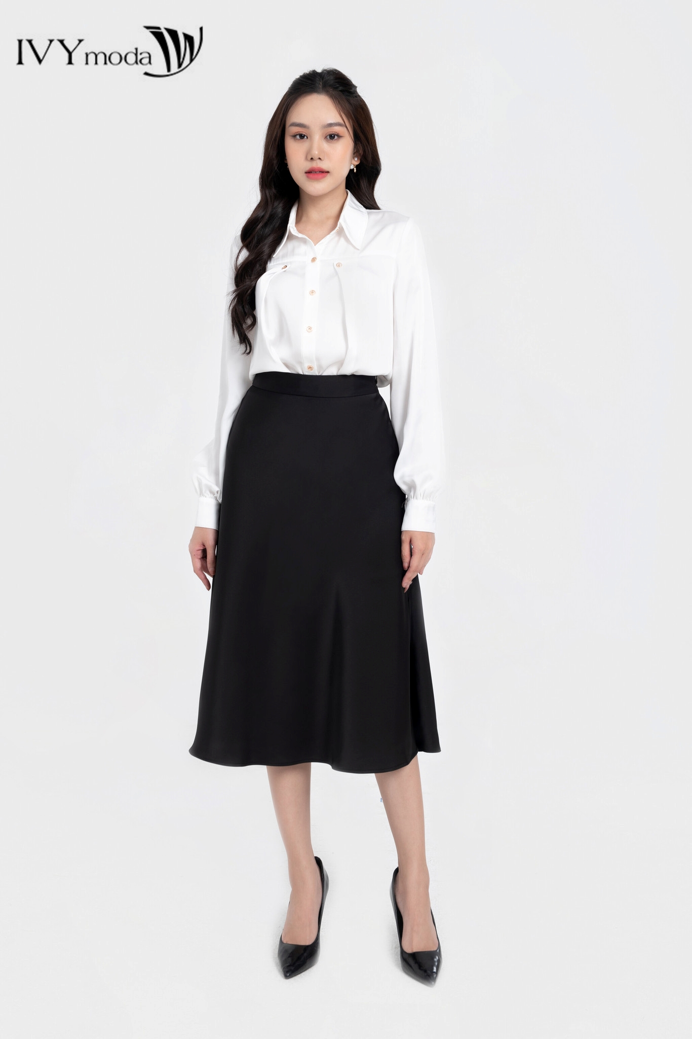 Chân váy lụa 2 lớp IVY moda MS 31M7997