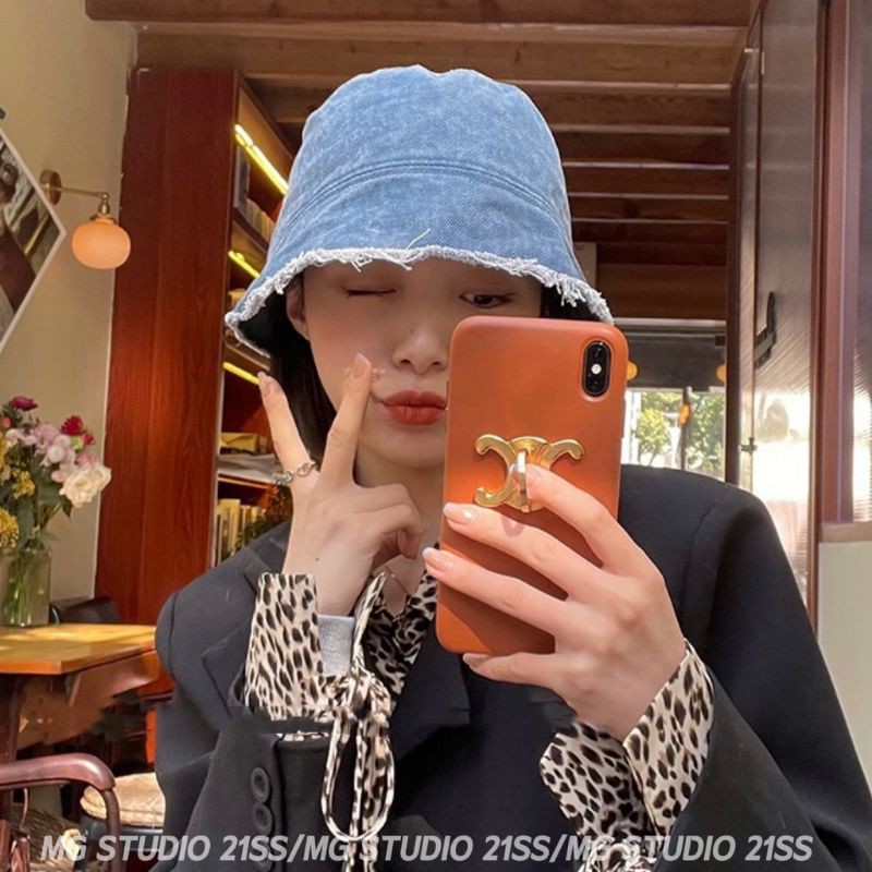 Nón bucket jean viền rách cực cool