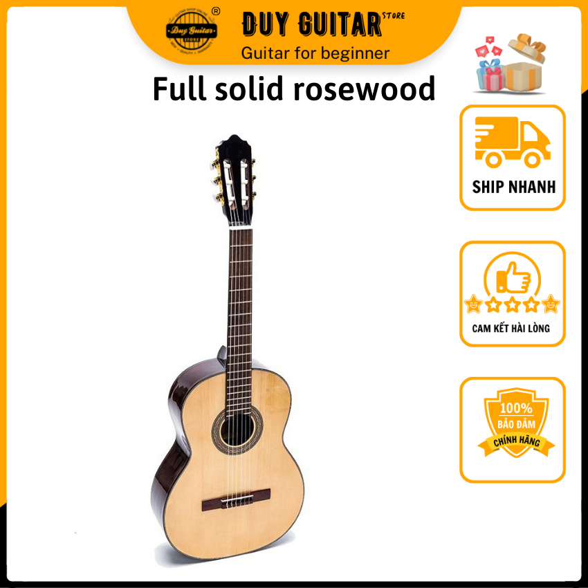 Classic Guitar full size have Company DC170 sound good in price range, can play well in đẹm theater, solo tặng guitar accessories-single guitar store