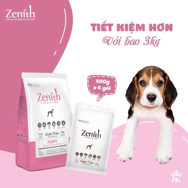 THỨC ĂN HẠT MỀM ZENITH CHO CHÓ TÚI 3KG