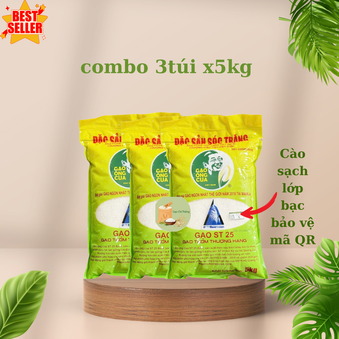 compo 15kg gạo st25 ông cua có tem check mã vạch
