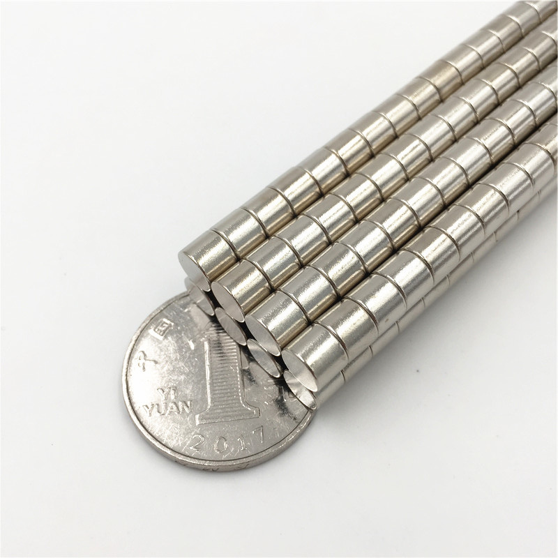 Nam châm đất hiếm 6x5mm mạ Niken lực từ N35