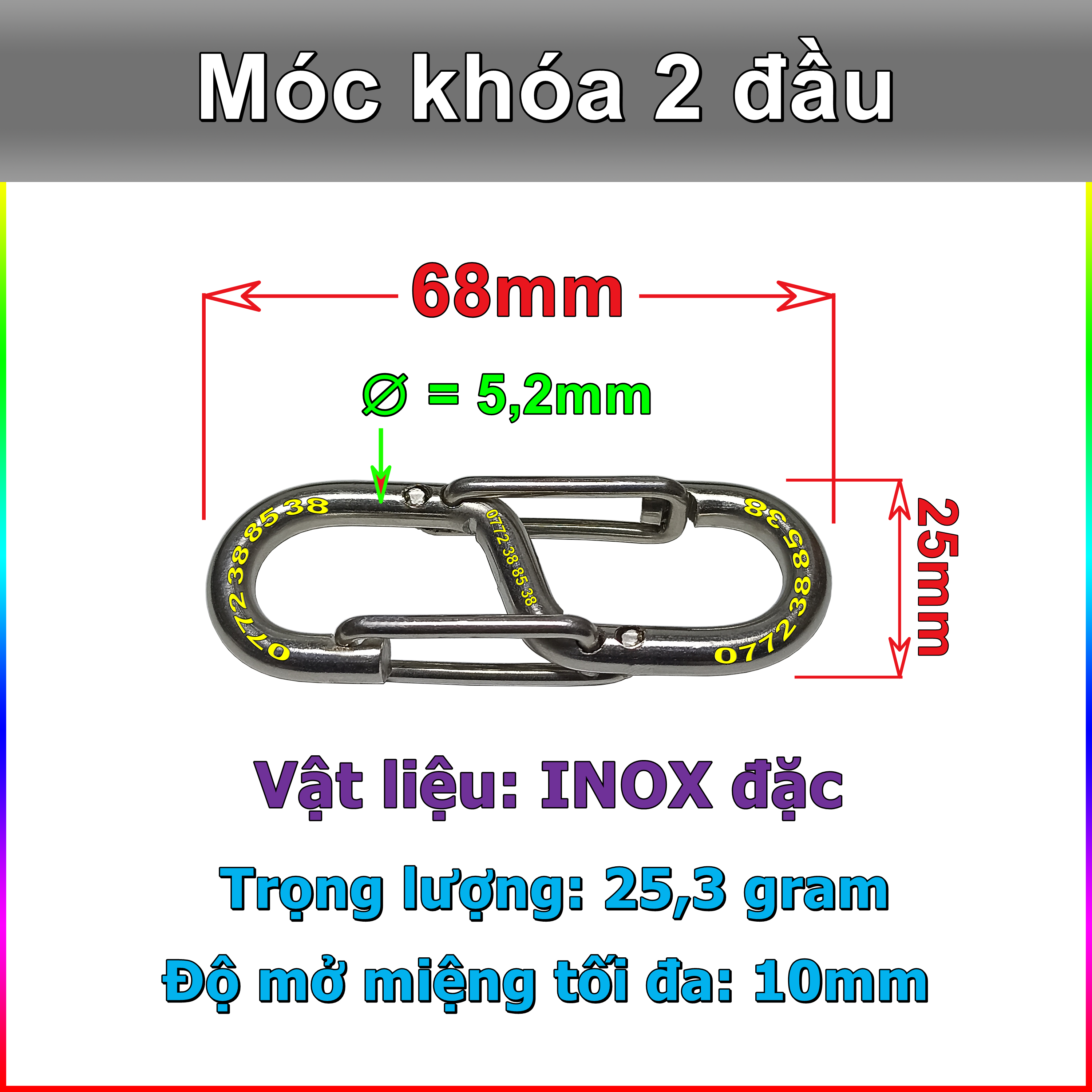 Móc khóa 2 đầu bằng inox (Móc khóa số 8, móc khóa chữ S)