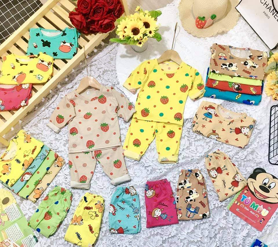 Combo 3 bô bộ thu đông họa tiếc dài tay cho bé trai/ gái chất cotton siêu đẹp