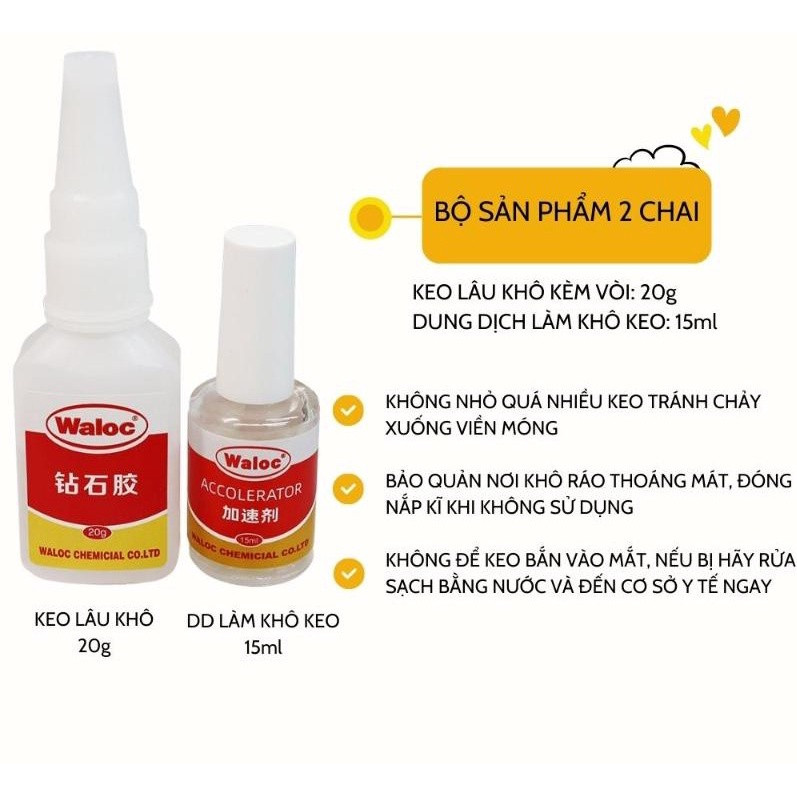 Combo Keo Gắn Móng + Dán đá Waloc Siêu dính/ Set Keo Bê Tông Dán Móng Siêu Chắc