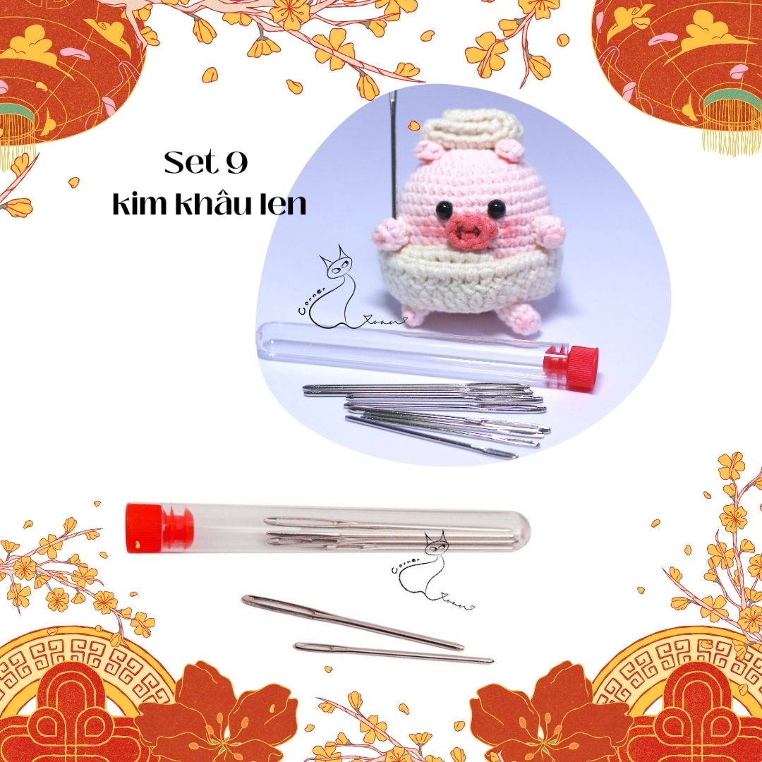 Set 9 kim khâu len kèm ống đựng tiện dụng