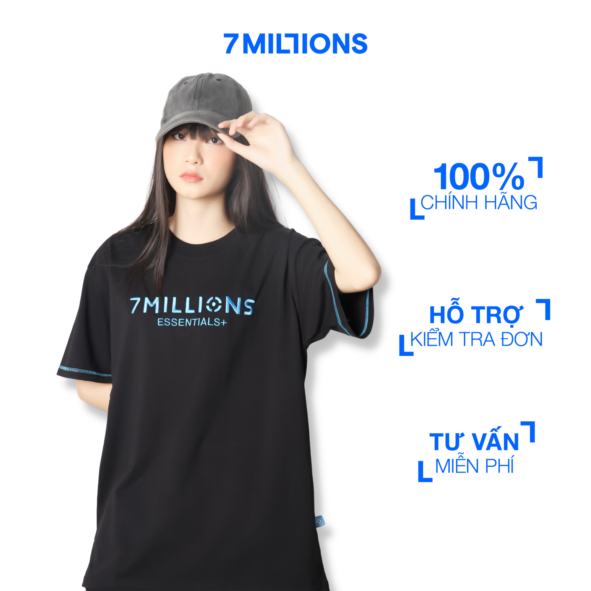 7MILLIONS Áo thun Essential+ / Màu đen / Tặng kèm Box