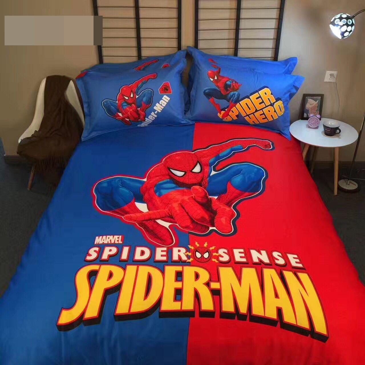 Bộ chăn ga gối LỤA Cotton SPIDERMAN nhập khẩu Hàn nguyên set dành cho Con Yêu - Tất cả vì con