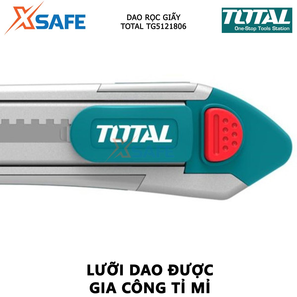 Dao rọc giấy TOTAL TG5121806 | dao cắt giấy kích thước lưỡi 18 x 100mm, kèm 6 lưỡi cắt dán giấy, các loại hộp